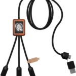 SCX.design C38 5-in-1 rPET light-up logoga laadimiskaabel ruudukujulise puitkorpusega