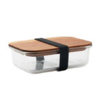 Klaasist lõunasöögikarp akaatsiapuidust kaanega